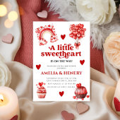 A Little Sweetheart Girl hearts Baby Shower Invita Einladung