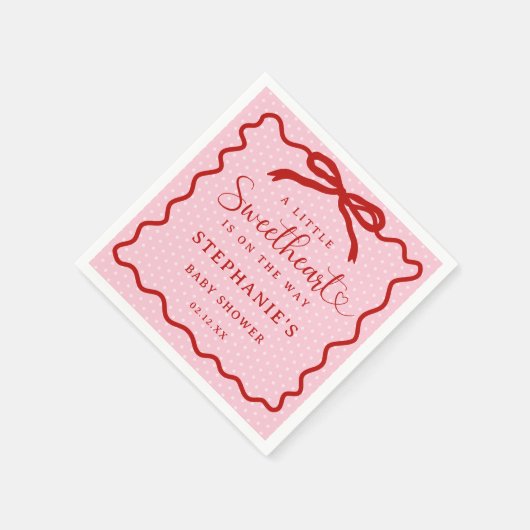 A Little Sweetheart Is On The Way Girl Baby Shower Serviette (Ecke)