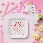 A Little Sweetheart Pink and Red Bow Baby Shower Pappteller (Party)
