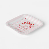 A Little Sweetheart Pink and Red Bow Baby Shower Pappteller (Gewinkelt)