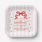 A Little Sweetheart Pink and Red Bow Baby Shower Pappteller (Vorderseite)