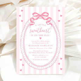 A Little Sweetheart Pink Bow Baby Shower Einladung