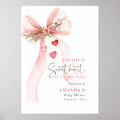 A little Sweetheart Pink bow Valentine Baby shower Poster (Vorne)