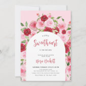 A little Sweetheart Pink Floral Arch Baby Shower Einladung (Vorderseite)