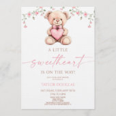 A Little Sweetheart Pink Teddy Bear Baby Shower Einladung (Vorderseite)