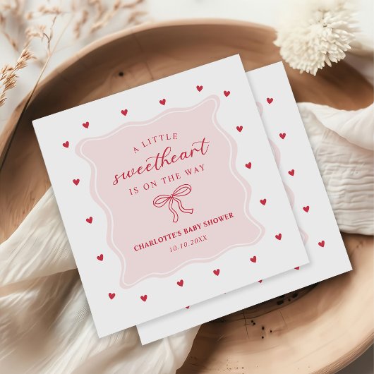 A Little Sweetheart Valentine Bow Baby Shower Serviette