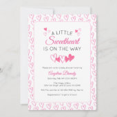 A Little SweetHeart Valentine Hearts Baby Shower Einladung (Vorderseite)