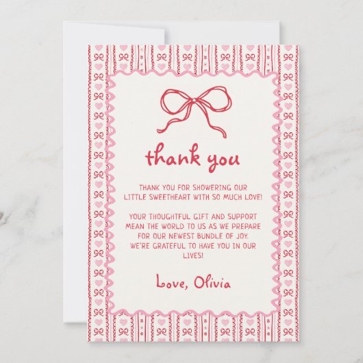 A Little Sweetheart Valentine's Baby Shower Dankeskarte (Vorderseite)