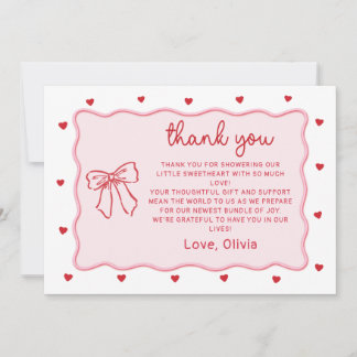 A Little Sweetheart Valentine's Baby Shower Dankeskarte