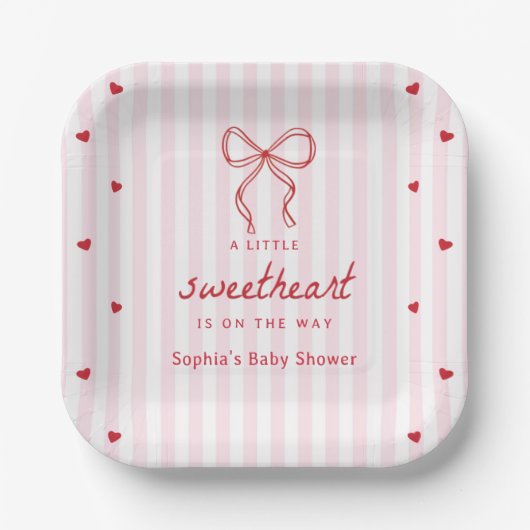 A Little Sweetheart Valentine's Baby Shower Pappteller (Vorderseite)