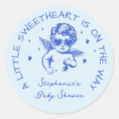 A Little Sweetheart Valentines Boy Baby Shower Runder Aufkleber (Vorderseite)