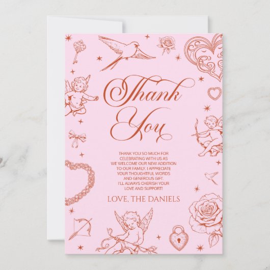 A Little Sweetheart Valentine's Day Baby Shower Dankeskarte (Vorderseite)