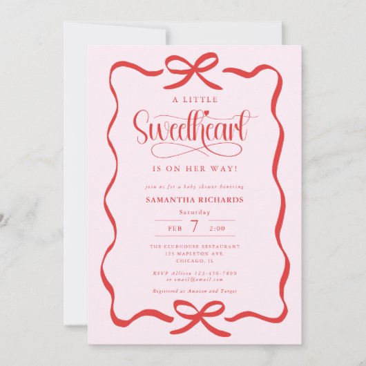 A little sweetheart Valentines girl baby shower Einladung (Vorderseite)