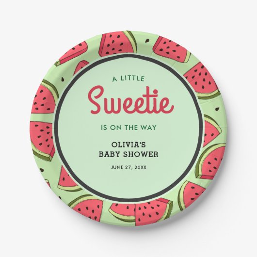 A Little Sweetie Summer Watermelon Baby Shower  Pappteller (Vorderseite)