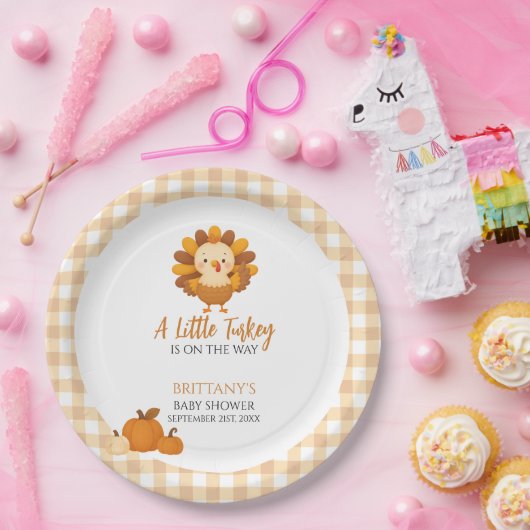 A Little Turkey Baby Shower Thanksgiving Pappteller (Party)