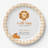 A Little Turkey Baby Shower Thanksgiving Pappteller (Vorderseite)