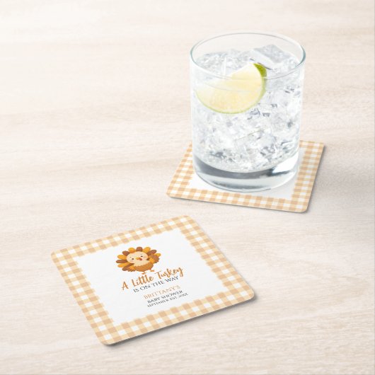 A Little Turkey Fall Baby Shower Thanksgiving Rechteckiger Pappuntersetzer (Vor Ort)