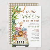 A Little Wild One Baby Shower Forest Animals Truck Einladung (Vorne/Hinten)