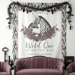 A Little Wild One Baby Zebra Print Backdrop Wandteppich