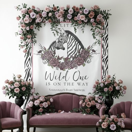 A Little Wild One Baby Zebra Print Backdrop Wandteppich
