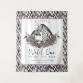 A Little Wild One Baby Zebra Print Backdrop Wandteppich (Vorderseite)