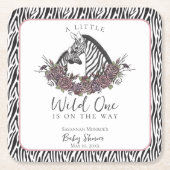 A Little Wild One Mommy and Baby Zebra Rechteckiger Pappuntersetzer (Vorderseite)