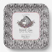 A Little Wild One Mommy and Baby Zebra Square Pappteller (Vorderseite)