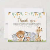 A Little Wild One Safari Animals Baby Shower Dankeskarte (Vorderseite)