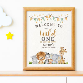 A Little Wild One Safari Animals Baby Shower Poster