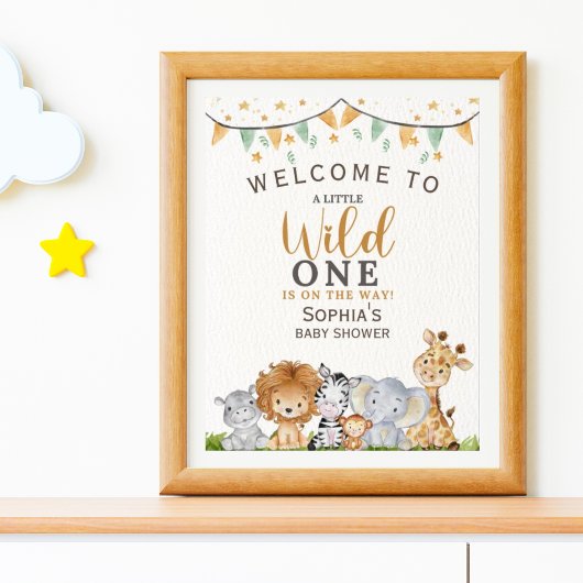 A Little Wild One Safari Animals Baby Shower Poster