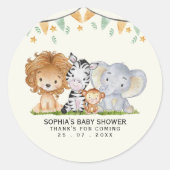 A Little Wild One Safari Animals Baby Shower Runder Aufkleber (Vorderseite)