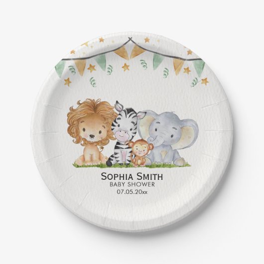 A Little Wild One Safari Animals  Pappteller (Vorderseite)