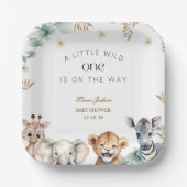 A Little Wild One Safari Baby Animals Baby shower Pappteller (Vorderseite)