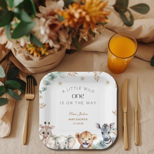 A Little Wild One Safari Baby Animals Baby shower Pappteller