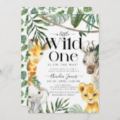 A Little Wild One Safari Jungle Animal Baby Shower Einladung (Vorne/Hinten)