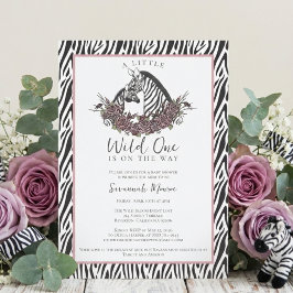 A Little Wild One Soft Gothic Zebra Baby Shower Einladung