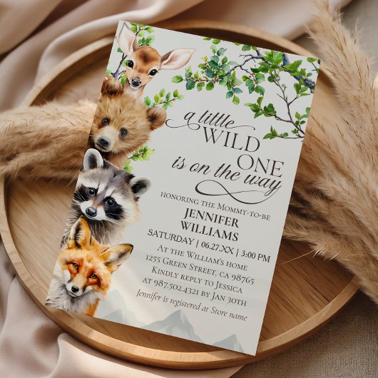 A Little Wild One Woodland Animals Baby Shower Einladung