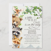 A Little Wild One Woodland Animals Baby Shower Einladung (Vorderseite)