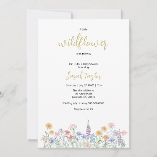 A little Wildflower Baby Shower Invitation Einladung (Vorderseite)