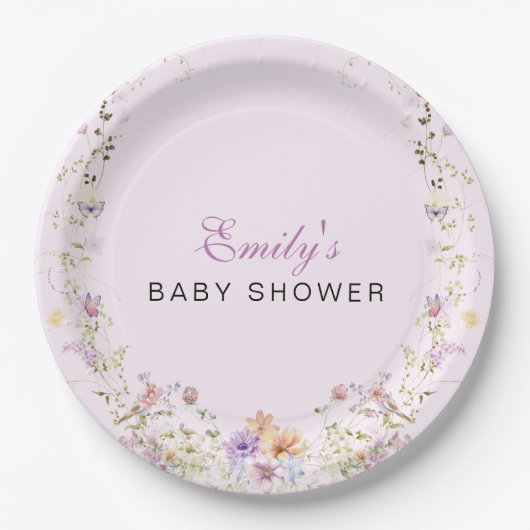 A Little Wildflower Baby Shower Pappteller (Vorderseite)