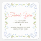 A Little Wildflower Baby Shower Quadratischer Aufkleber (Vorderseite)