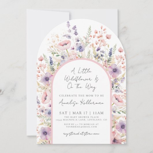 A Little Wildflower Floral Baby Shower Einladung (Vorderseite)