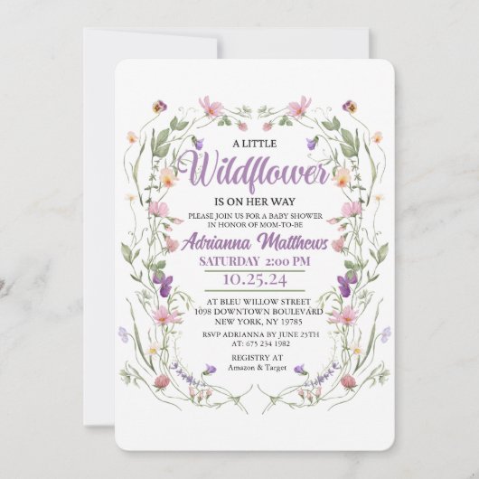 A Little Wildflower Is on Her Way Einladung (Vorderseite)