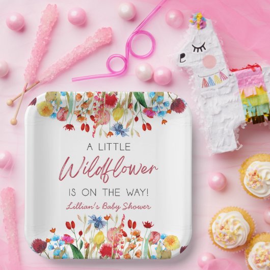 A Little Wildflower Is On The Way Baby Shower Pappteller (Party)