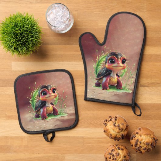 A look full of charm and adventure, ofenhandschuh & Topflappen-Set (Oben Unten)