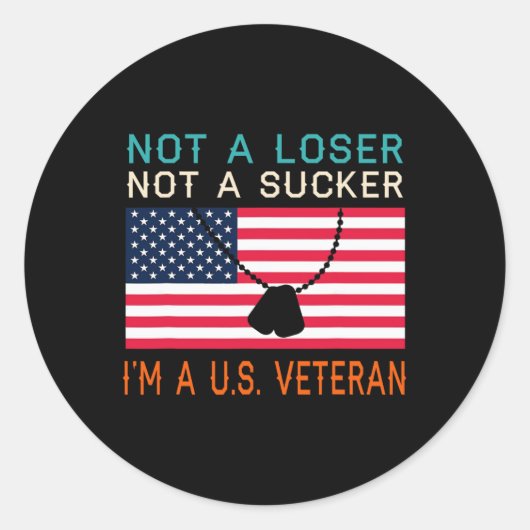 A Loser Sucker I bin A US Veteran Biden 2020 Anti Runder Aufkleber (Vorderseite)