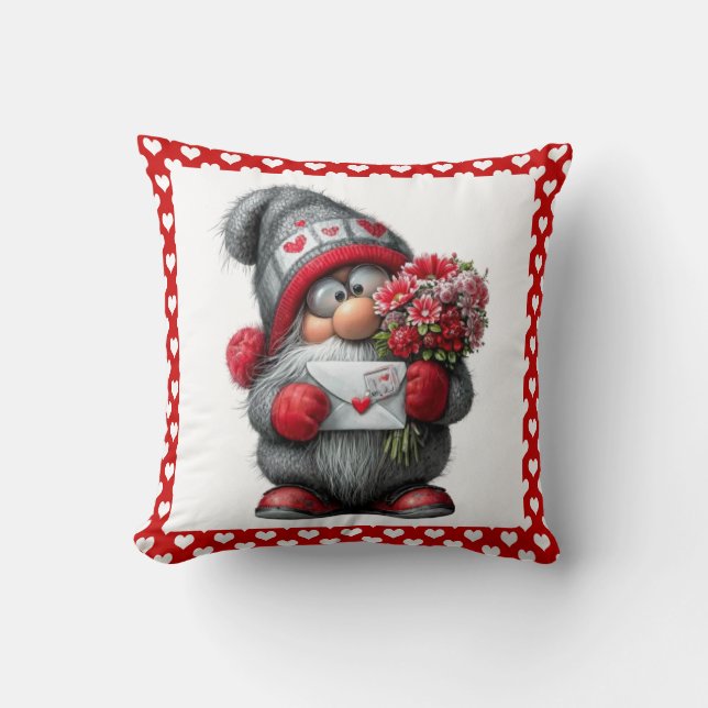 "A Love Note for You" Valentine Gnome Kissen (Vorderseite)