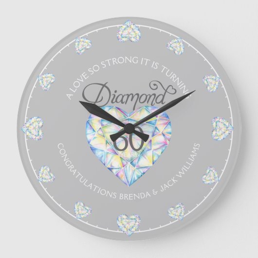 A love so strong diamond wedding 60th große wanduhr (Vorderseite)