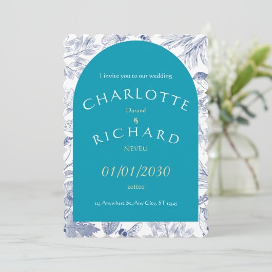 A Love Story Begins – Our Wedding Day Einladung (Stehend Vorderseite)