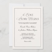 A Love Story Old Money Black and Ivory Wedding Einladung (Vorderseite)
